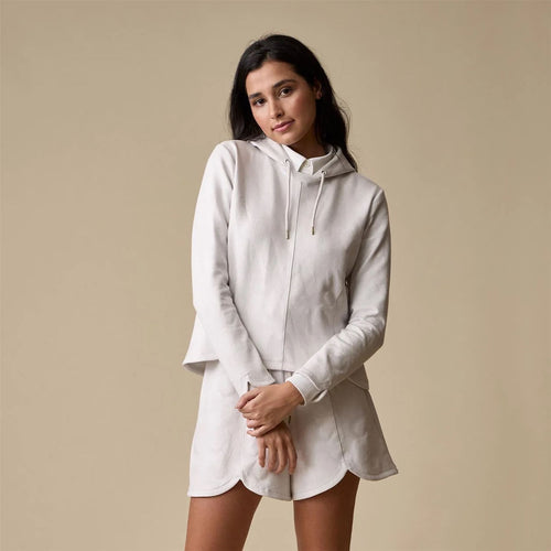 Womens Tulip Hoodie Cream Debossed Crane