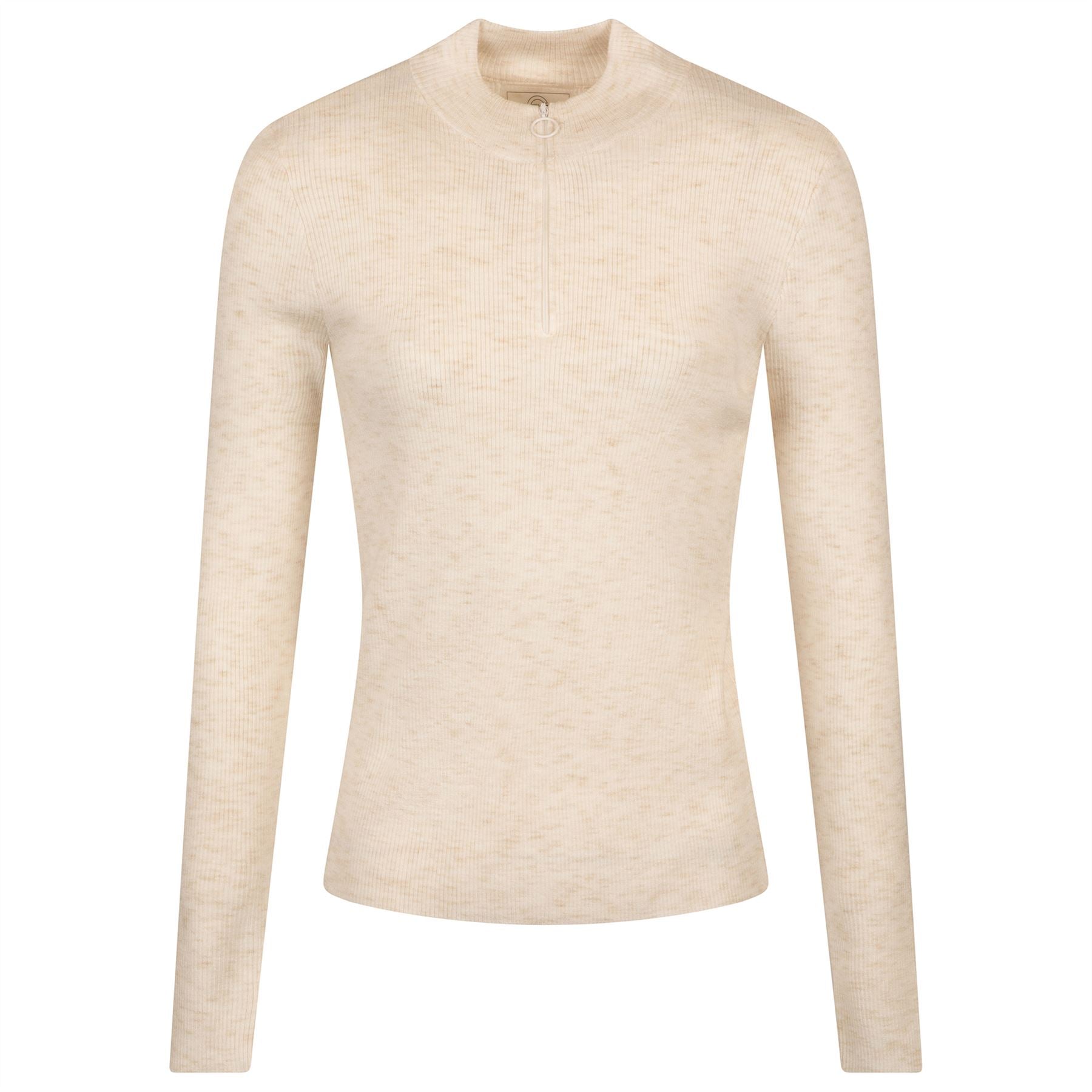 Womens Space Dye Quarter Zip Mid Layer Oatmeal