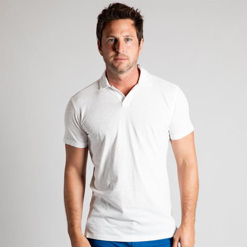 Alpha Slub Johnny Collar Polo Arctic
