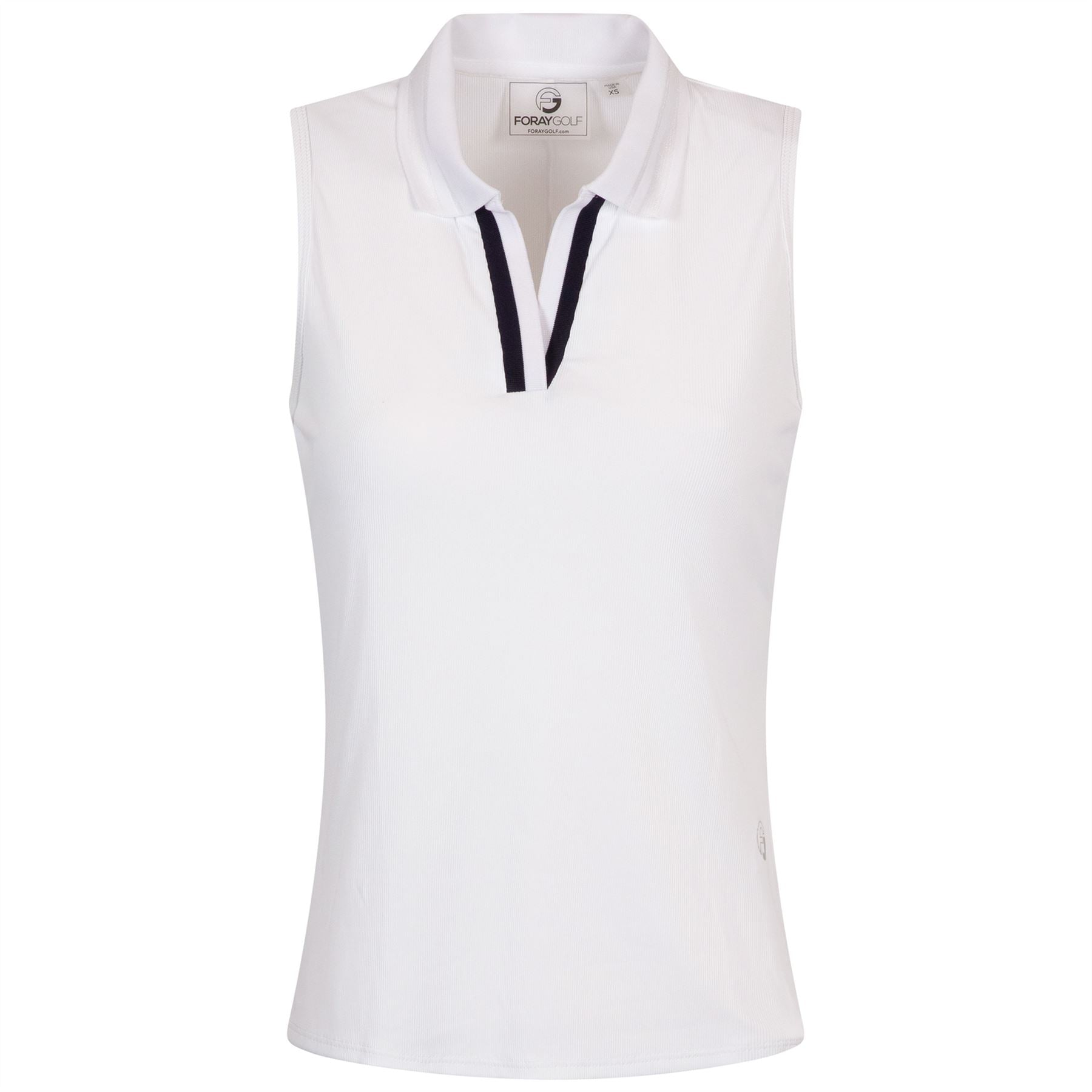 Womens V-Neck SL Rib Polo White