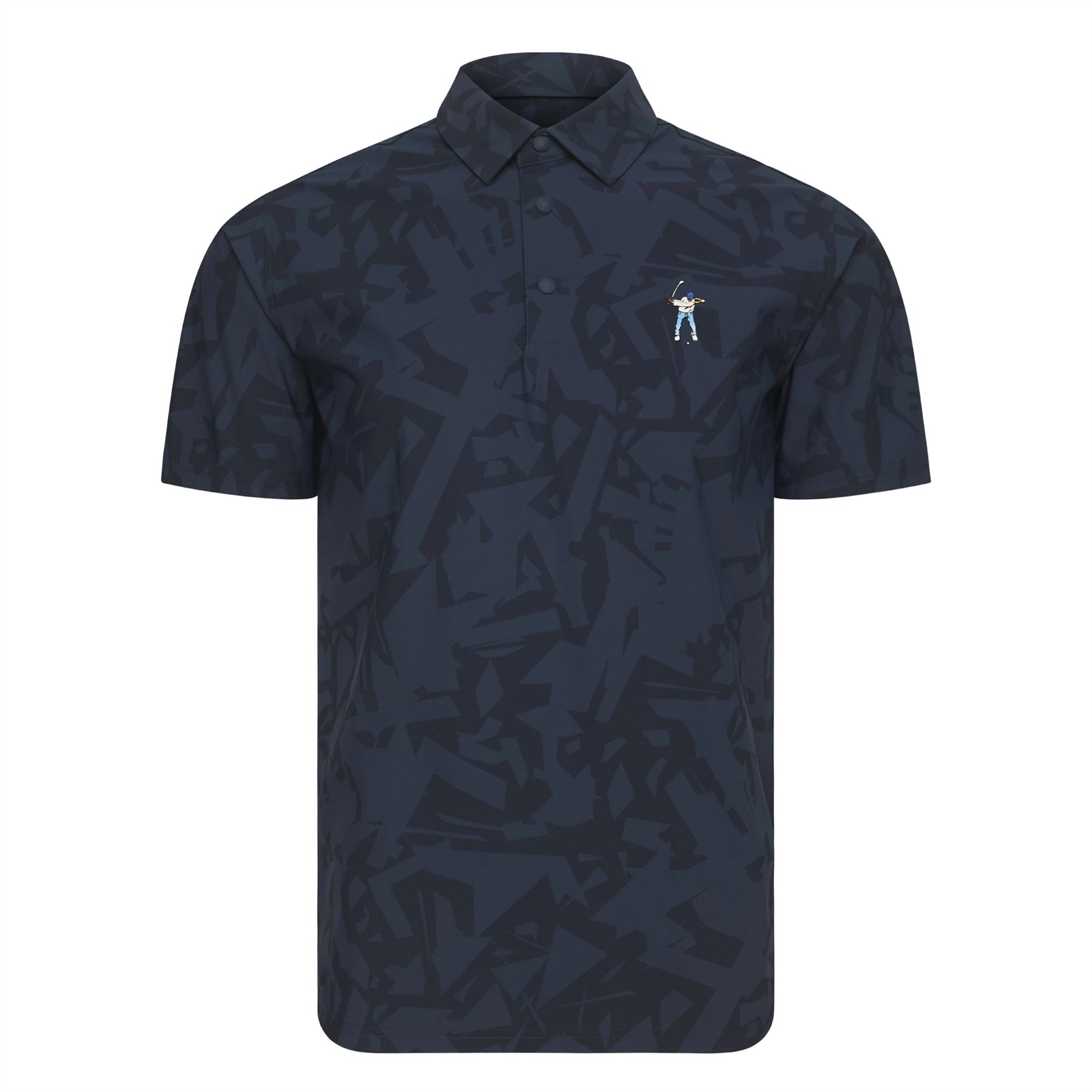 Script Stripe Snap Placket Polo Midnight Shatter