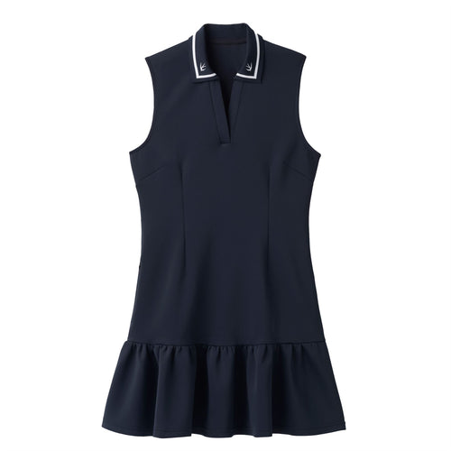 Womens Airloft Ruffle Hem Dress Navy/White
