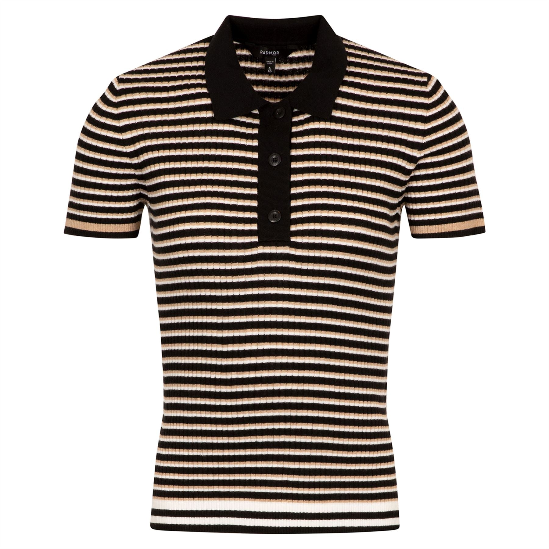 Womens Stella Recycled Rib Knit Polo Black/Sable