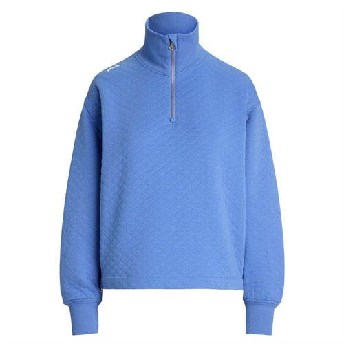 Womens RLX Half Zip Quilted Double Knit Sweater Summer Blue