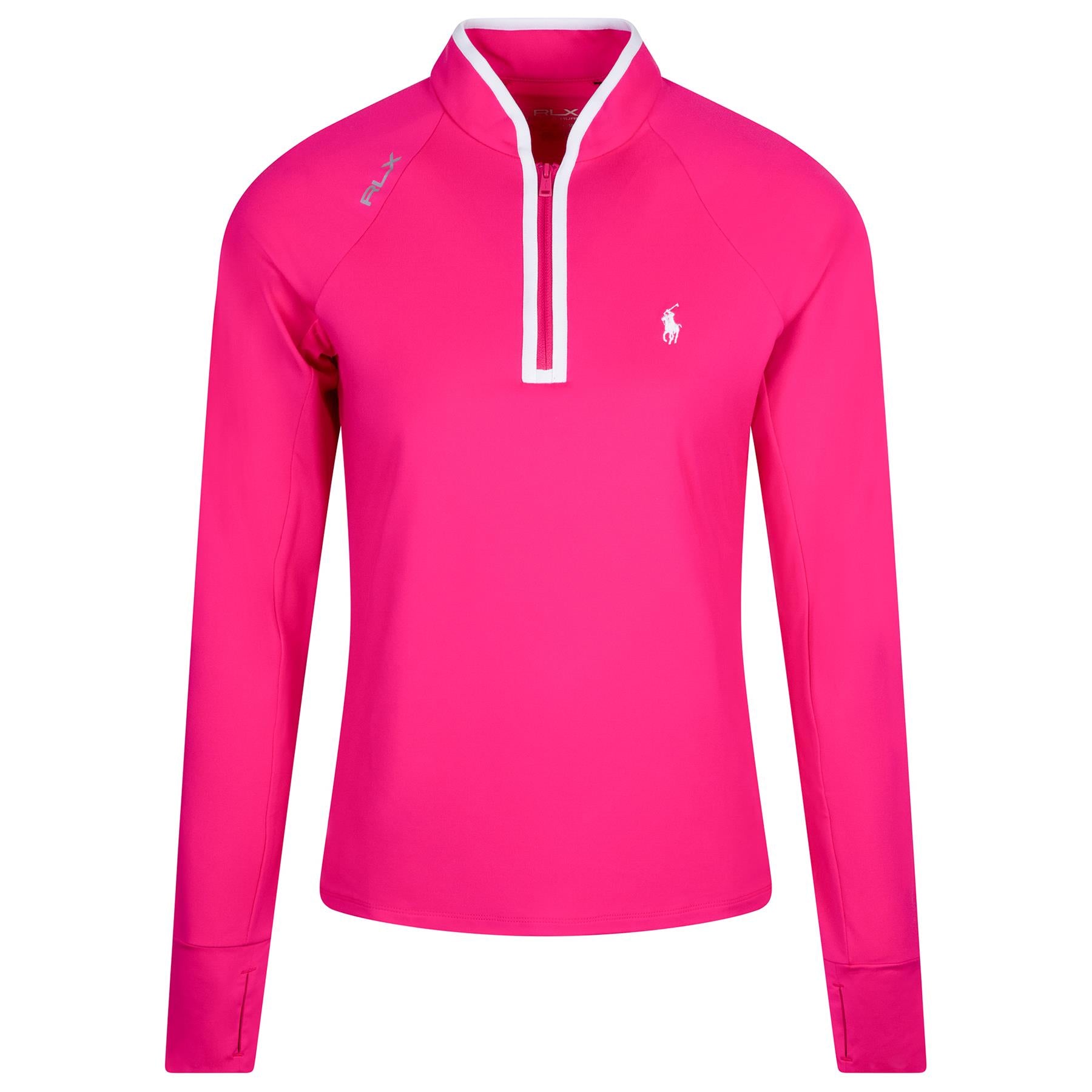 Womens Performance Quarter Zip Bright Pink/Ceramic White