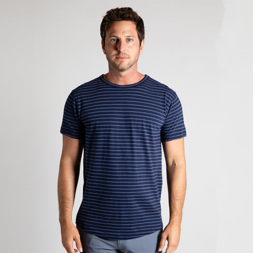 Alpha Slub Striped Tee Maltese Blue/Light Maltese Blue