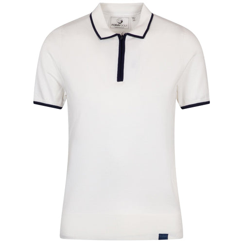 Womens Contrast Tipped Knit Polo White