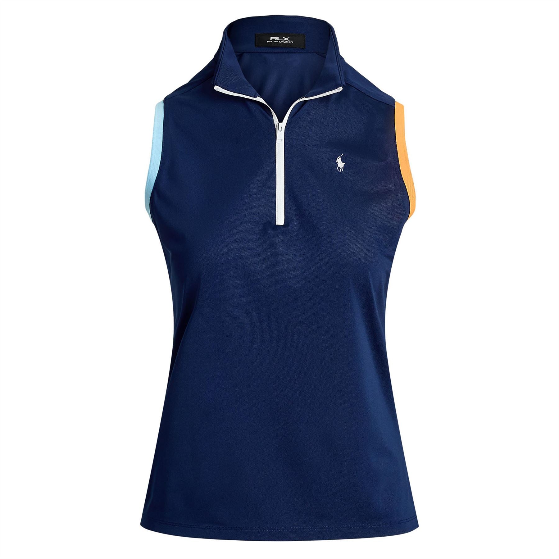 Womens RLX SL Tri Color Tech Pique Polo Refined Navy/Black/Pink