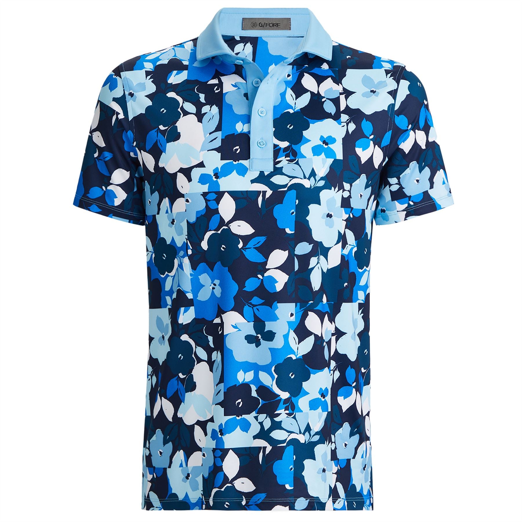 Patchwork Floral Tech Jersey Polo Fountain
