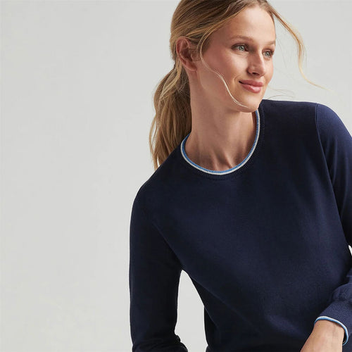 Womens Coolspun Cotton Crewneck Navy