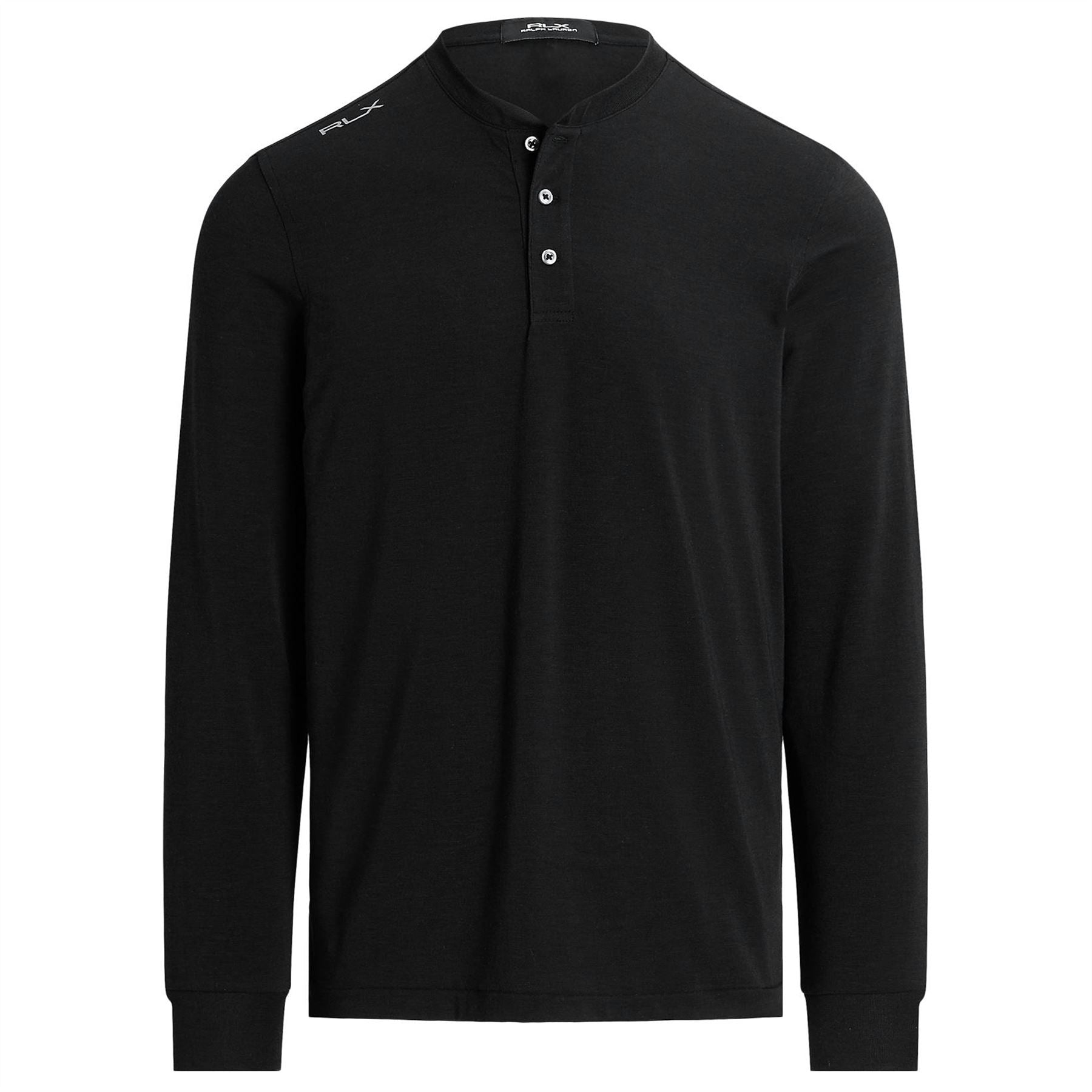 Performance Jersey Henley Shirt Polo Black