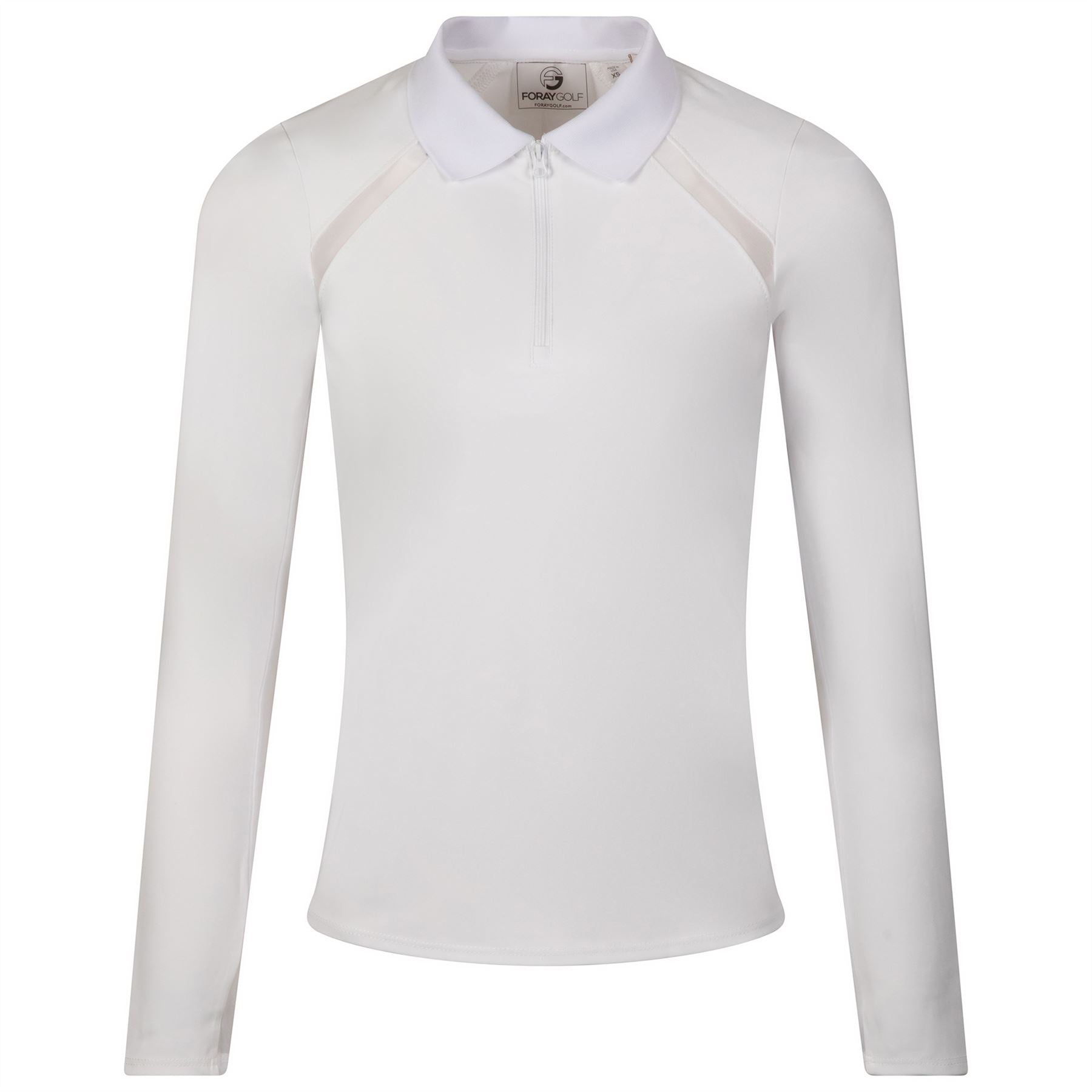 Womens LS Mesh Inset Fashion Polo White