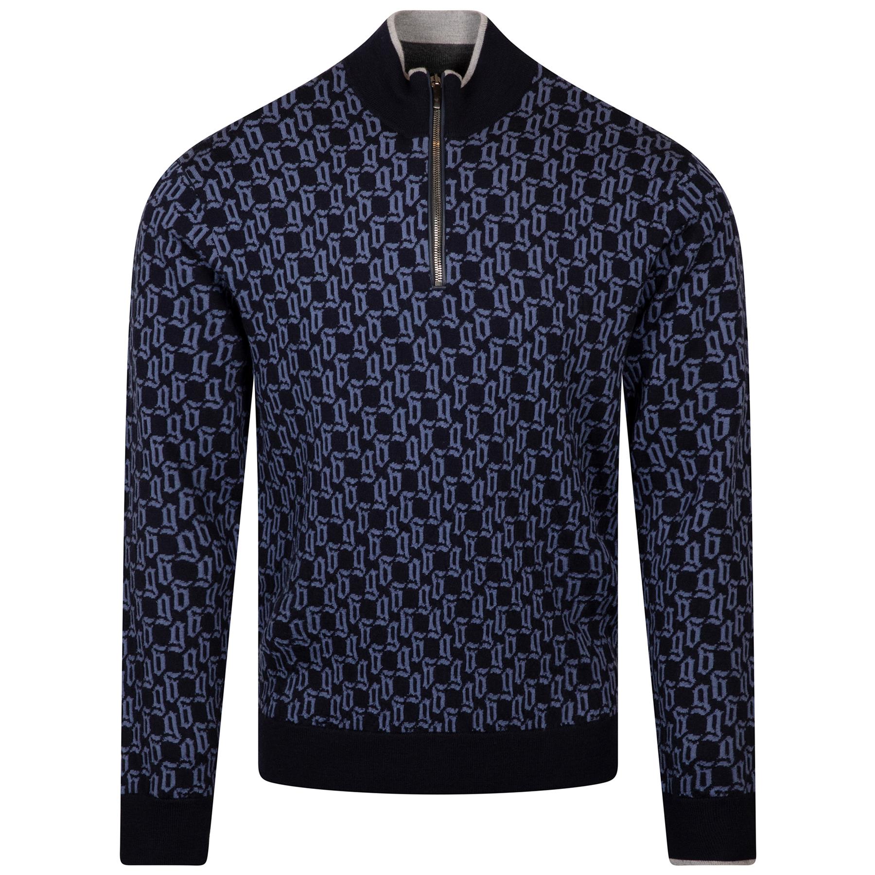 Wolf Tails Sebonack Jaquard Quarter Zip Maltese Blue